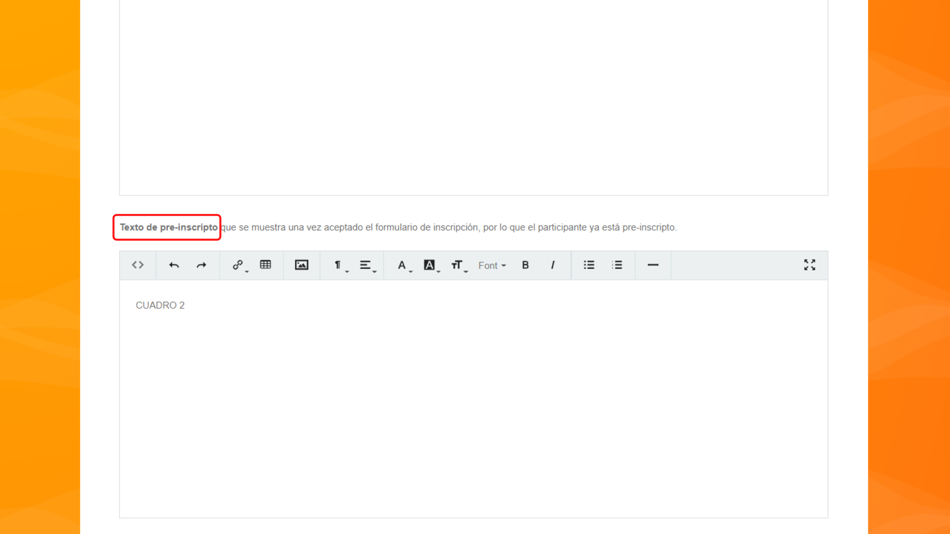 configuracion de los textos