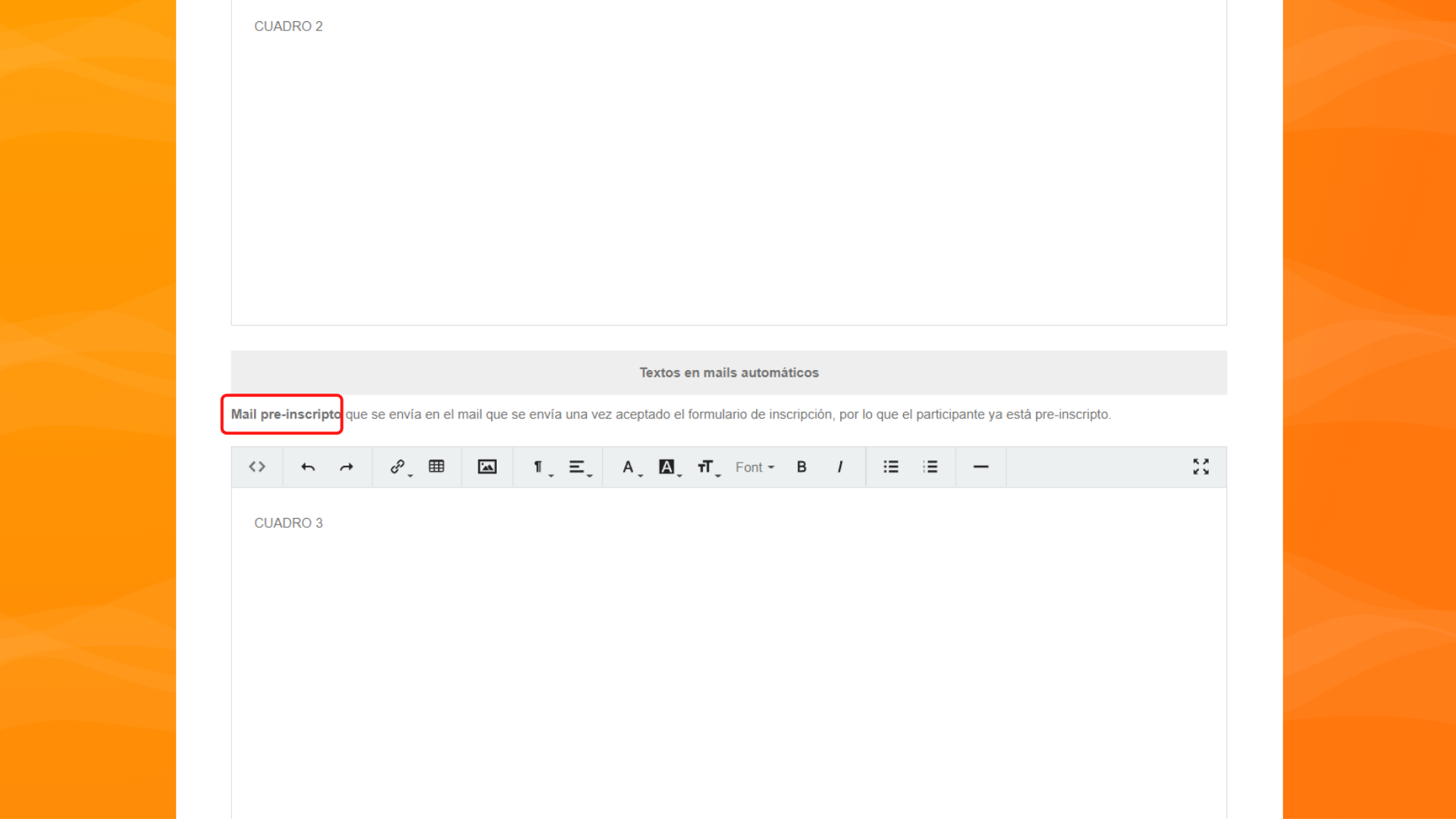 configuracion de los textos