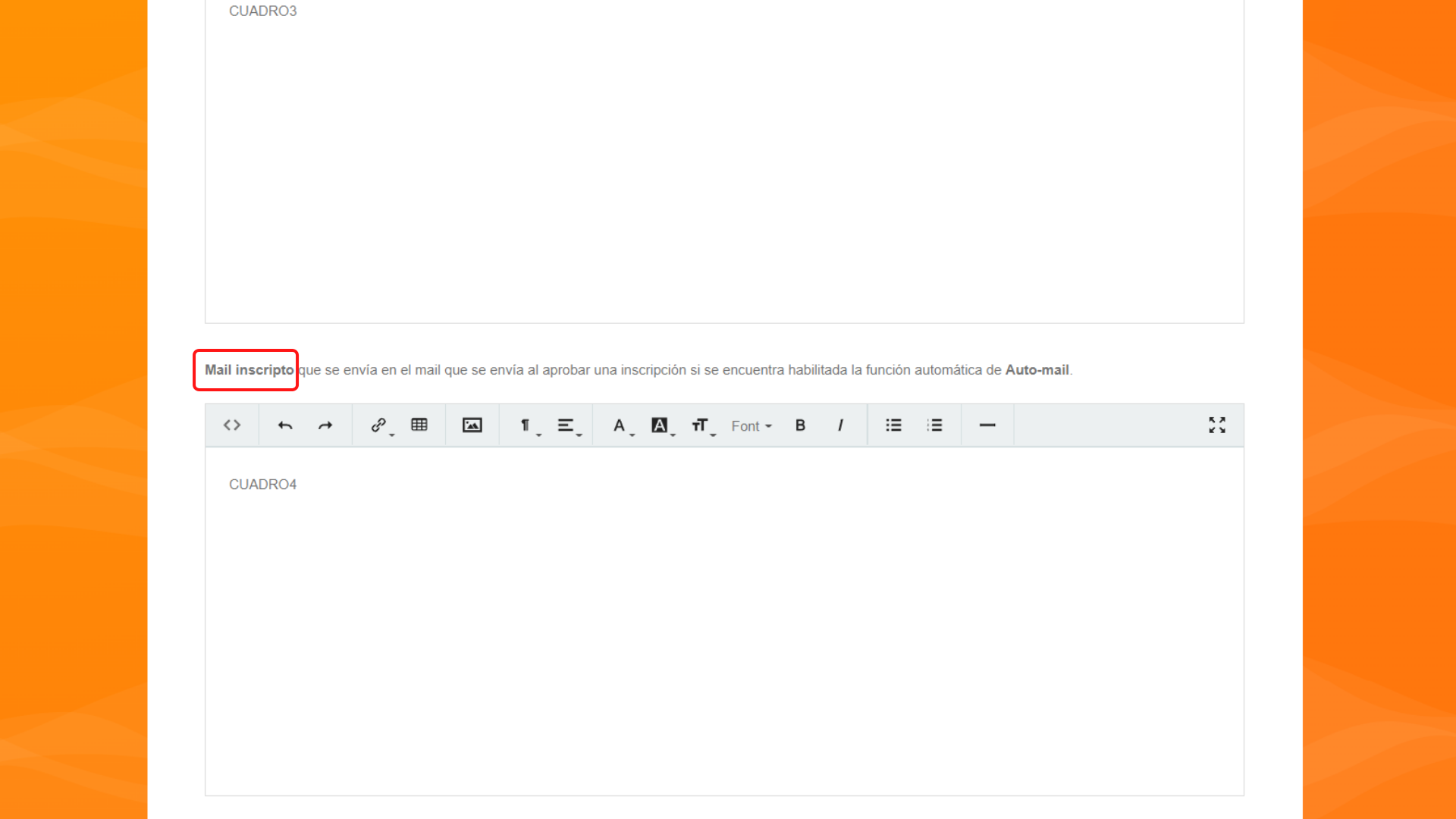 configuracion de los textos
